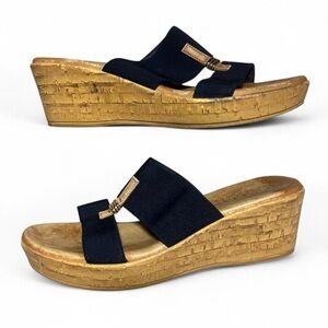 Italian Shoemakers Neema Navy Blue Platform Wedge Sandals